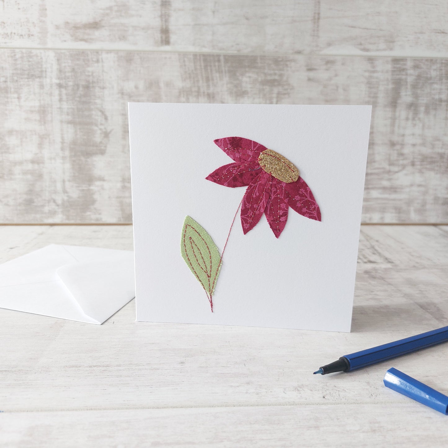 Applique Flower Greetings Card