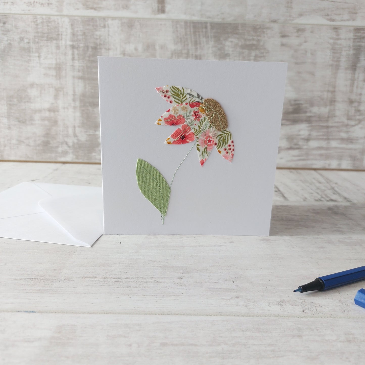 Applique Flower Greetings Card