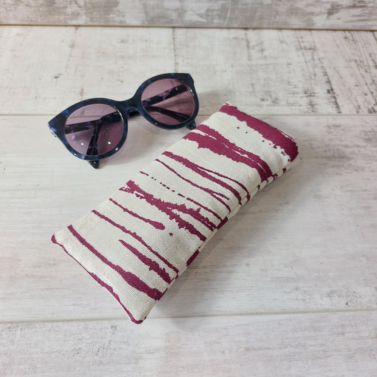 Wine and linen Stripe Sunglasses Case