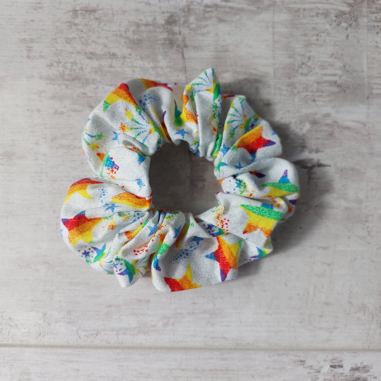 Fun Rainbow Stars Scrunchie