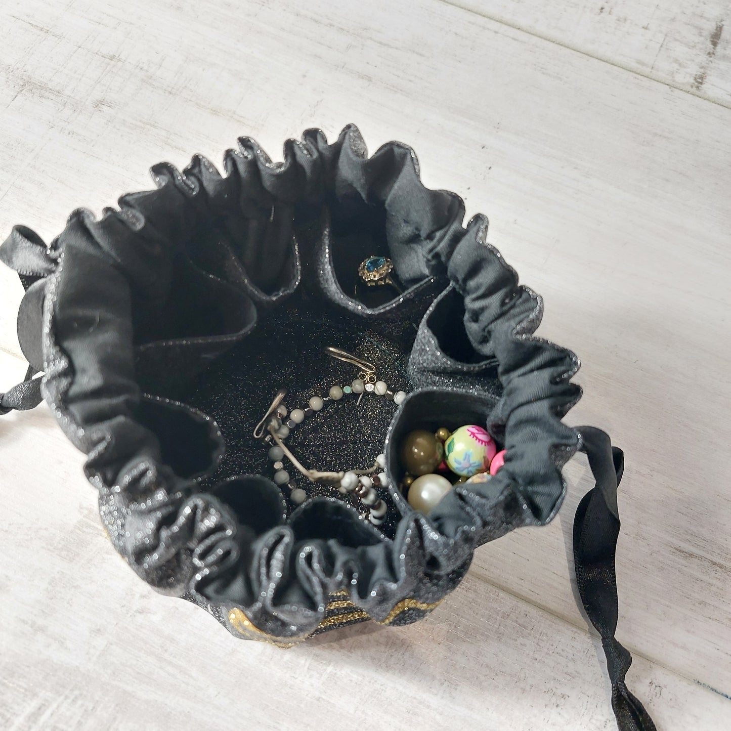 Bee Glitter Jewellery Pouch with compartments