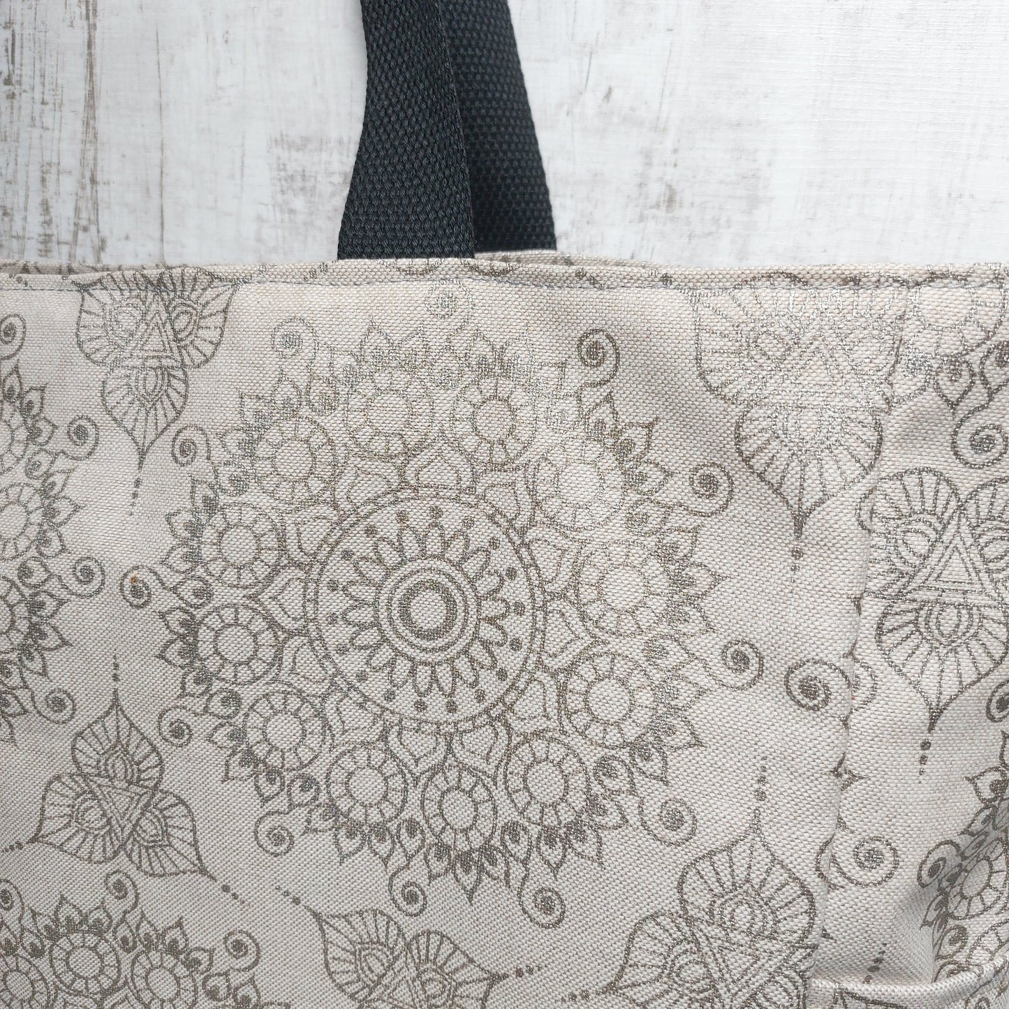 Multi pocket lined beach bag with secure zip fastening along the top. LAST ONE!
