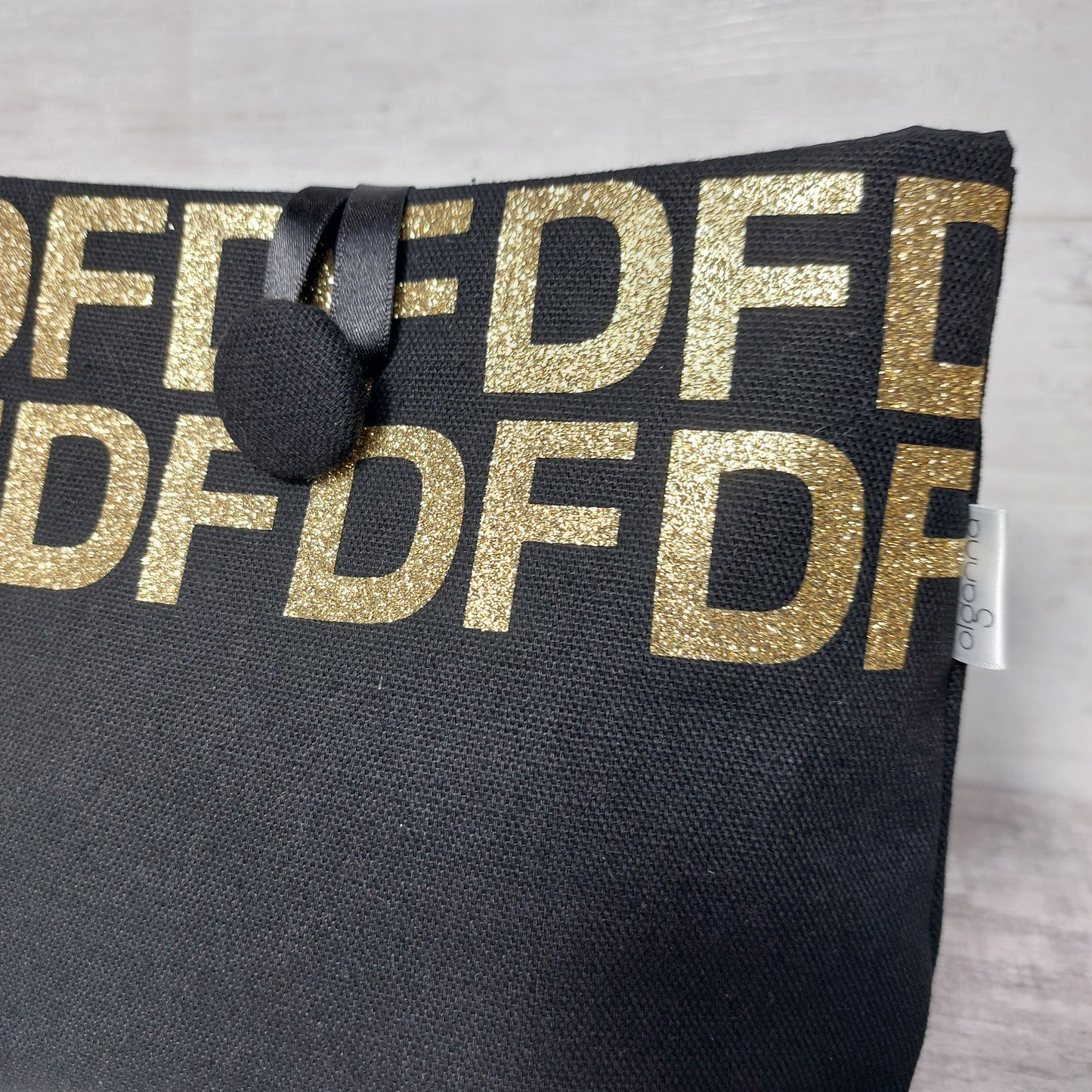 Personalized Button Pouch with Gold Glitter Initials