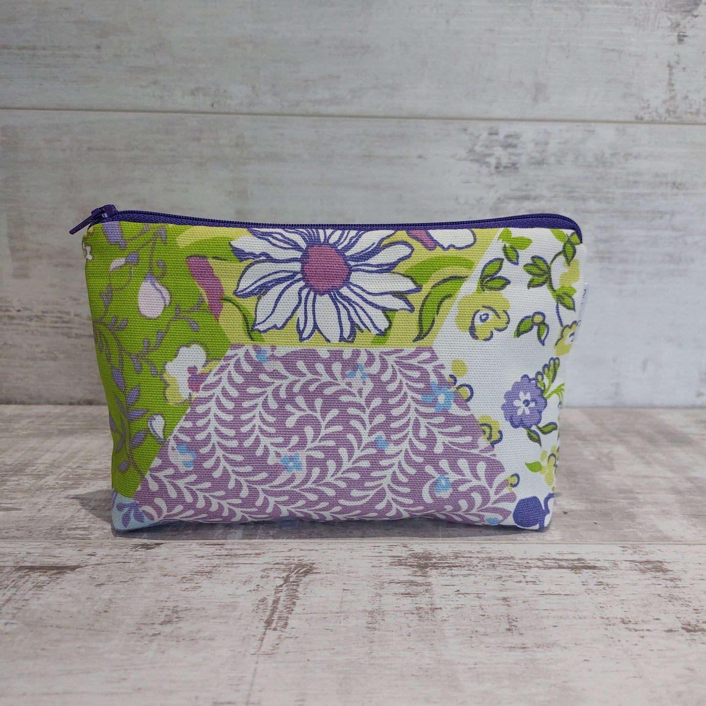 Patchwork Set of 2 Make Up Bags - Spring Green And Purple Floral