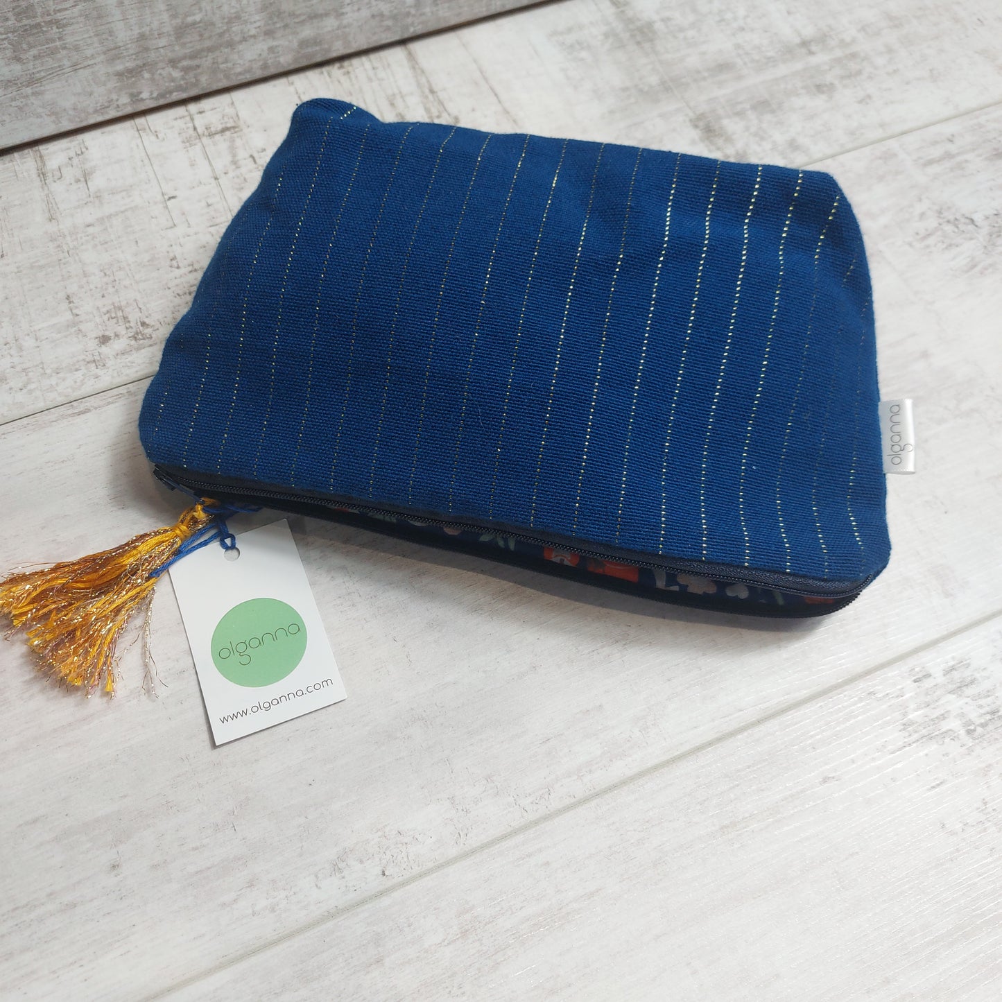 Make Up Bag Blue and Gold