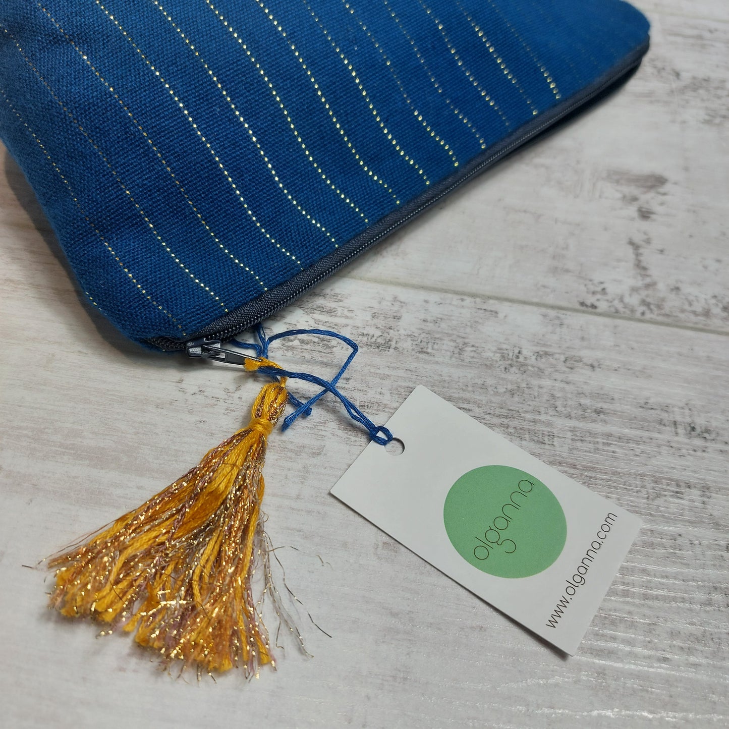 Make Up Bag Blue and Gold