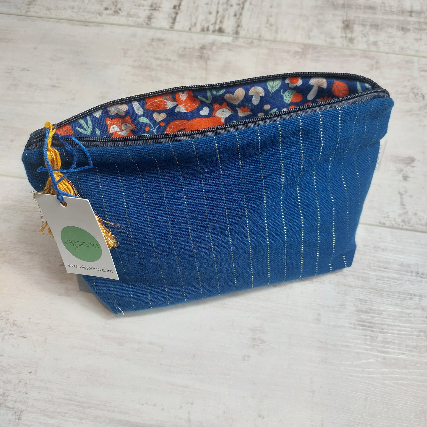 Make Up Bag Blue and Gold