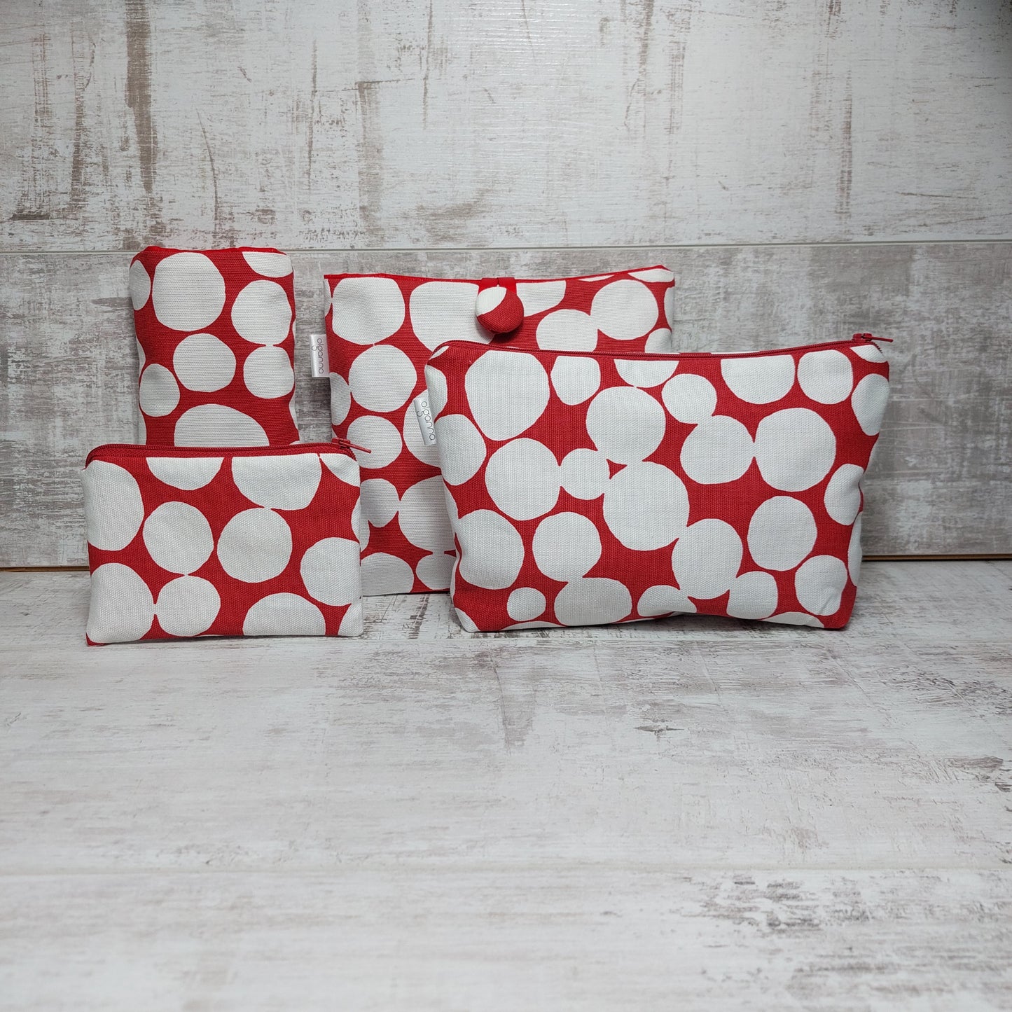Zip Make up Bag Red Spot Abstract