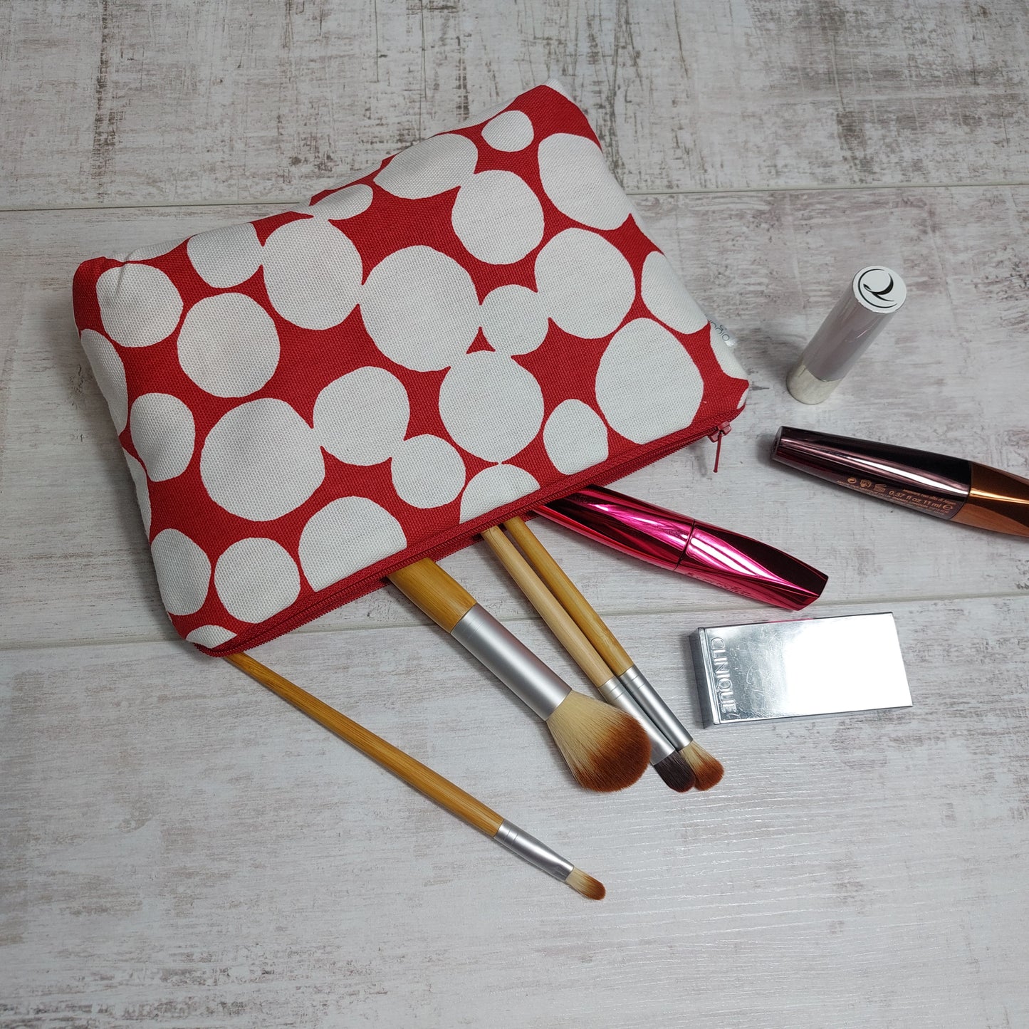 Zip Make up Bag Red Spot Abstract