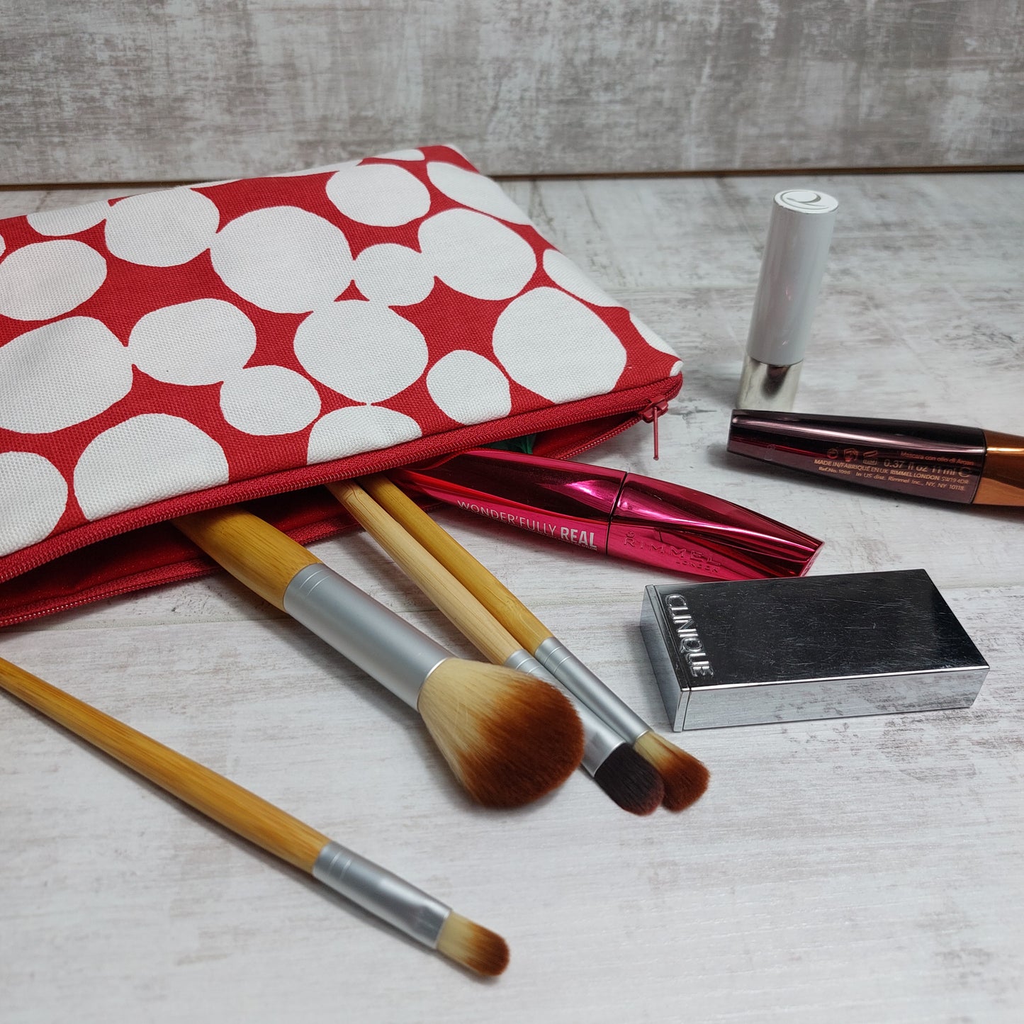 Zip Make up Bag Red Spot Abstract