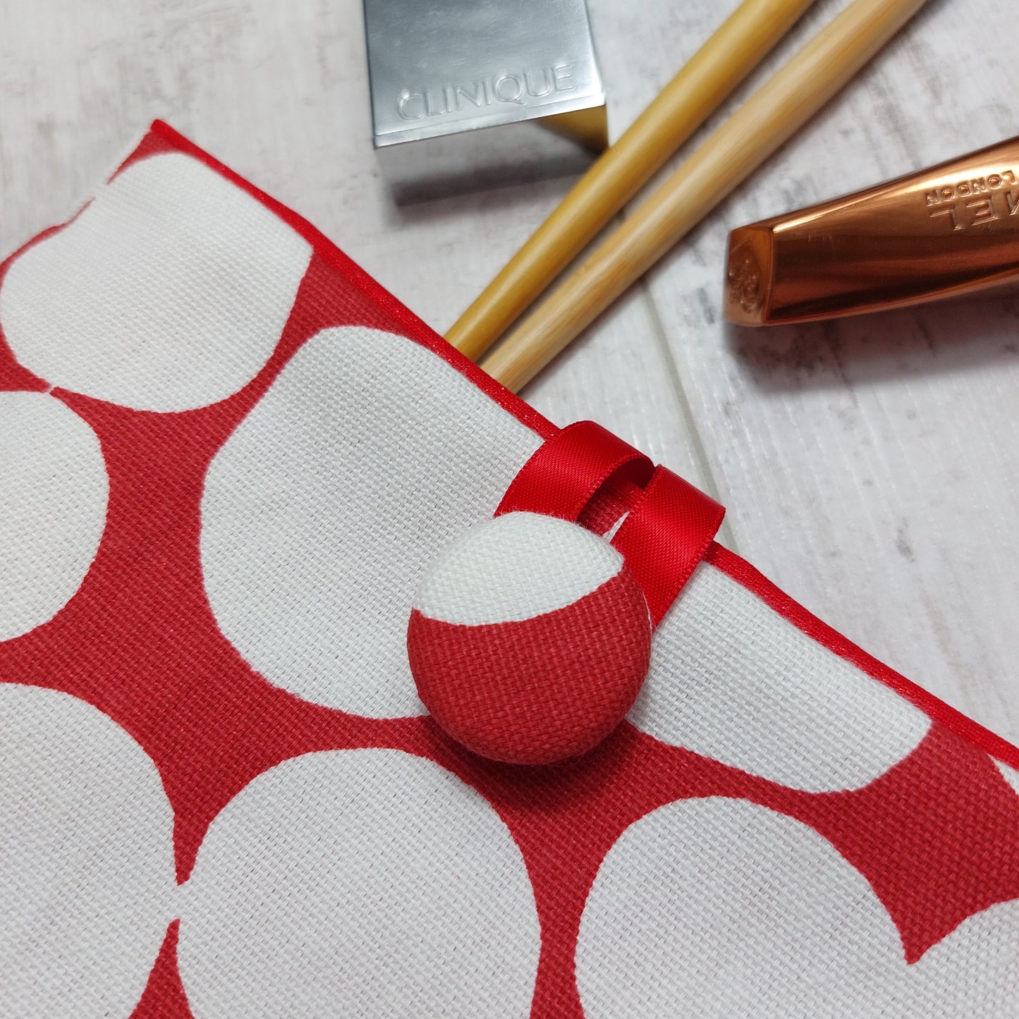 Button Pouch Red Spot Abstract