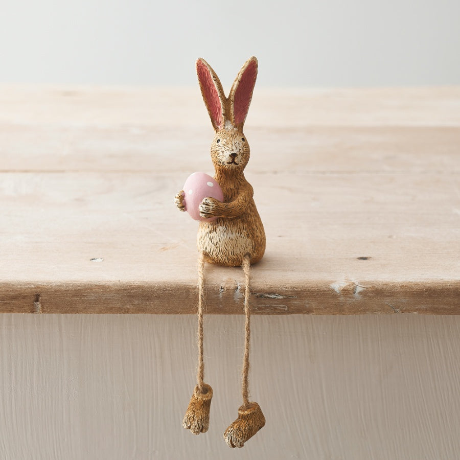 Rabbit Holding a pink egg with Dangly Legs