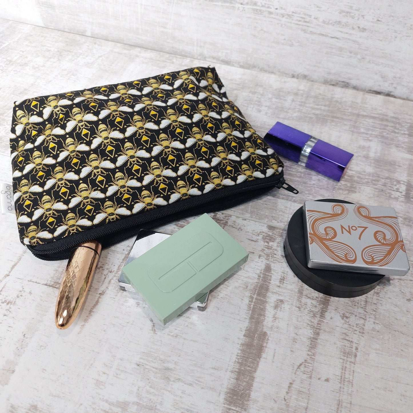 Small Zip Makeup Bag in Art Deco Print | Luxurious Pouch for Makeup & Everyday Use