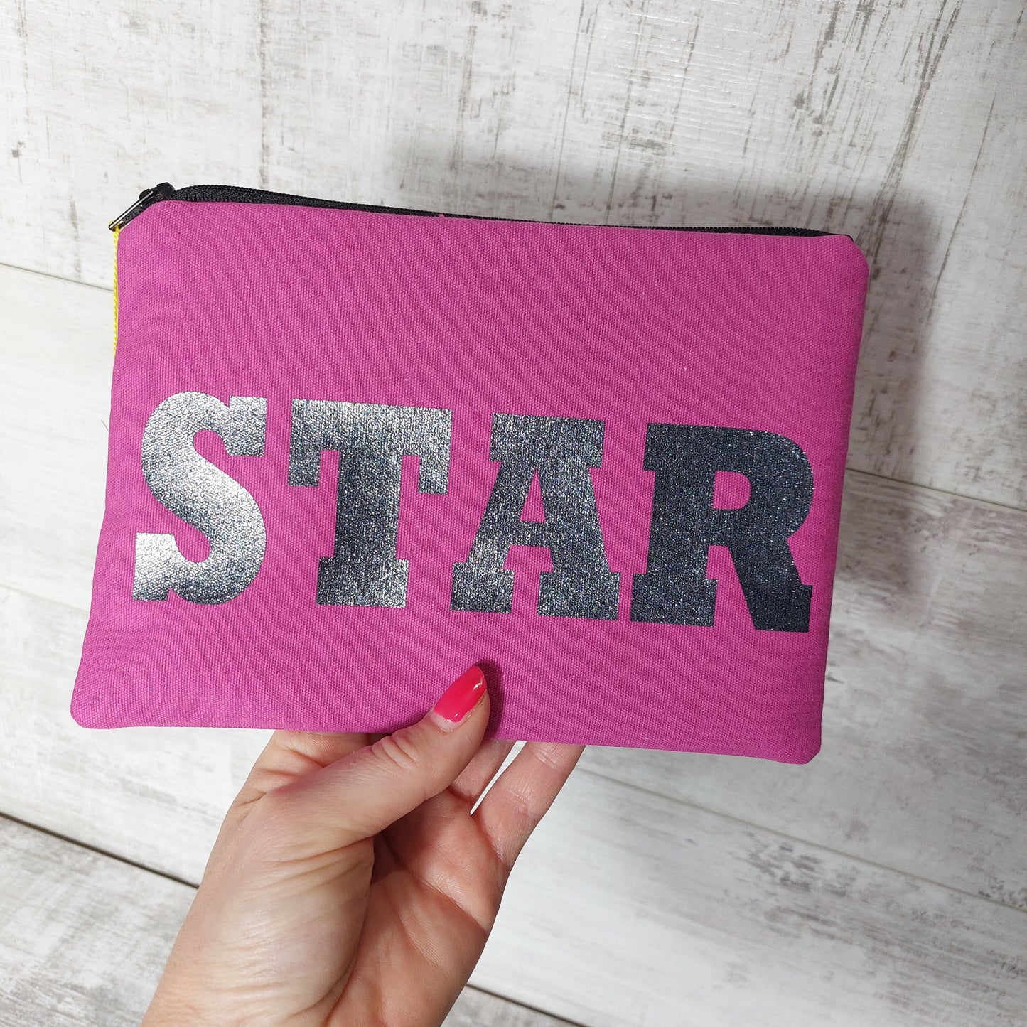 'Star' Pink Make Up Pouch with zip