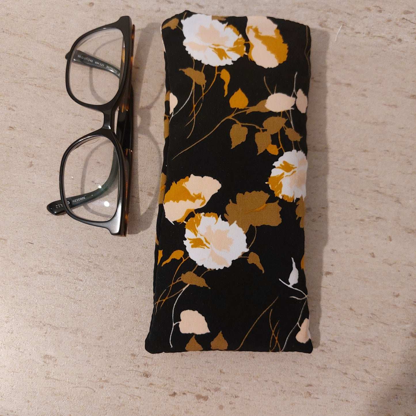 Black Floral Print Sunglasses Case
