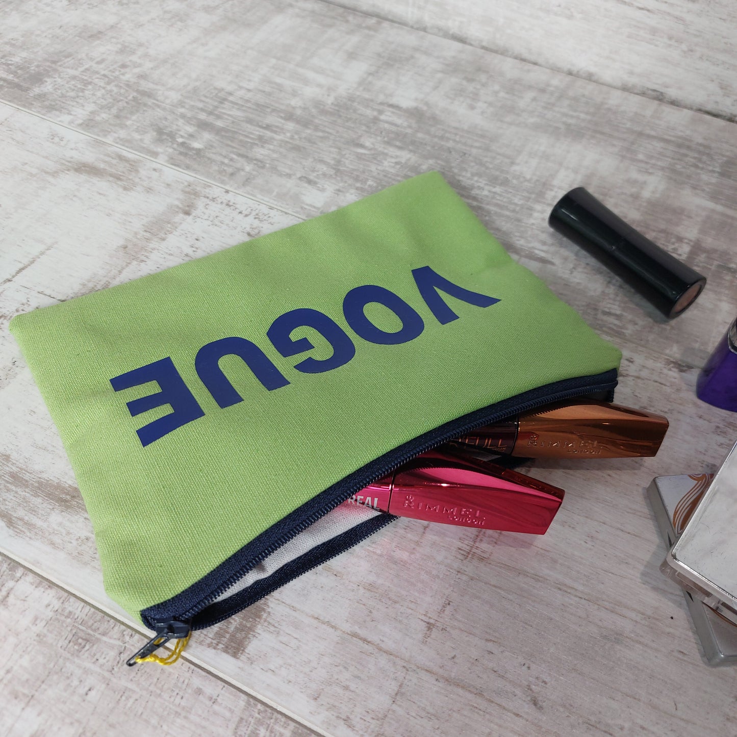 'Vogue' Lime Make Up Pouch with Zip Fastening