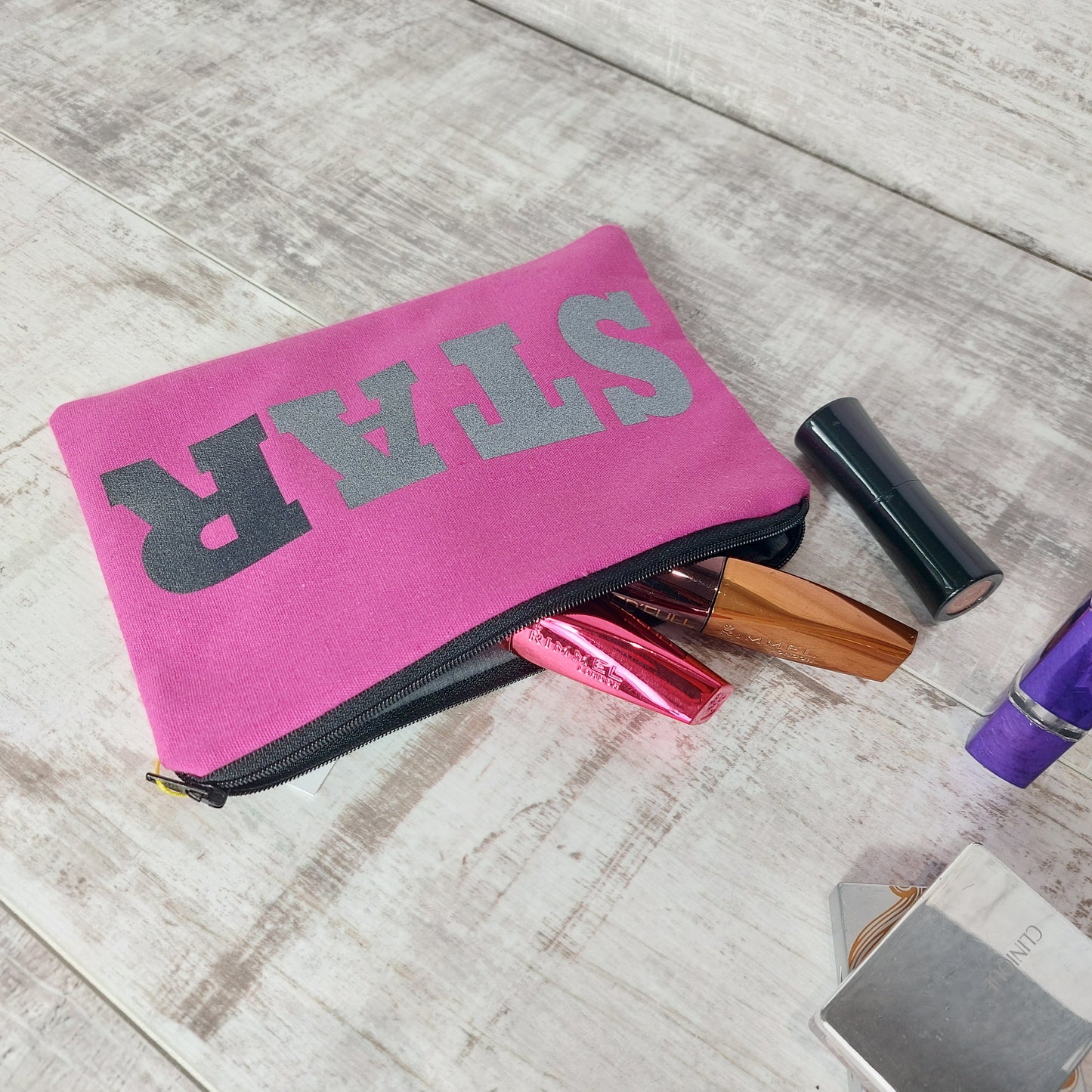 'Star' Pink Make Up Pouch with zip