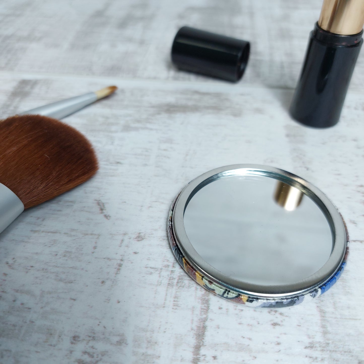 Small Compact Mirror with Cat Print