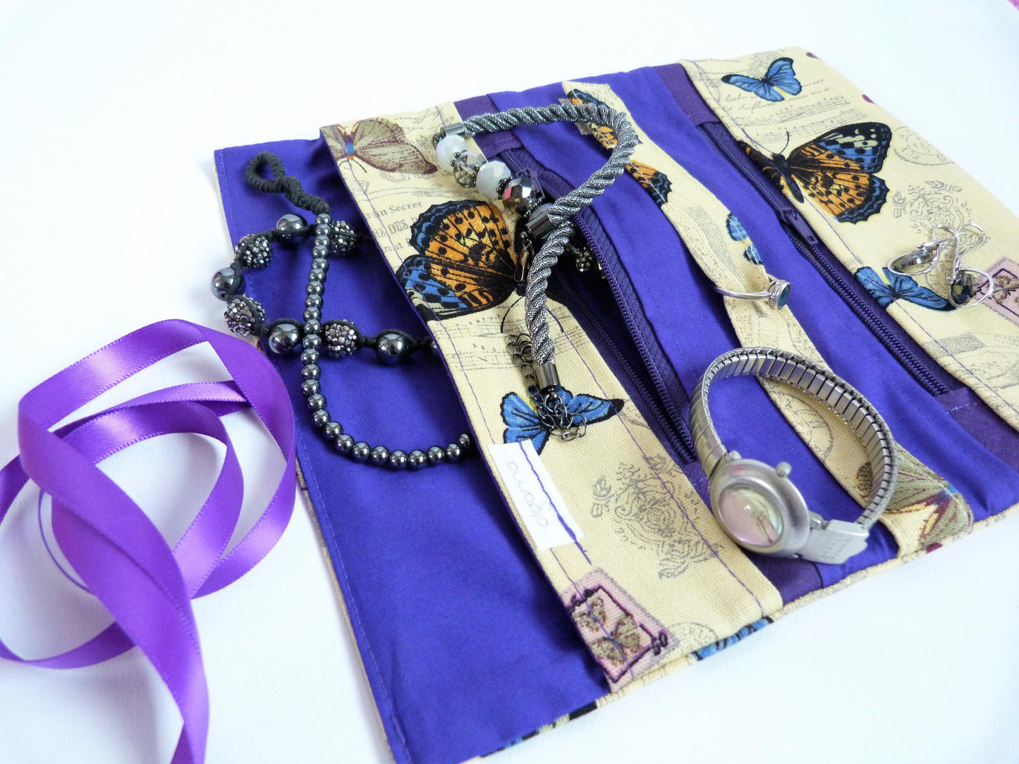 Travel Jewelry Roll, Vintage Butterfly - Olganna