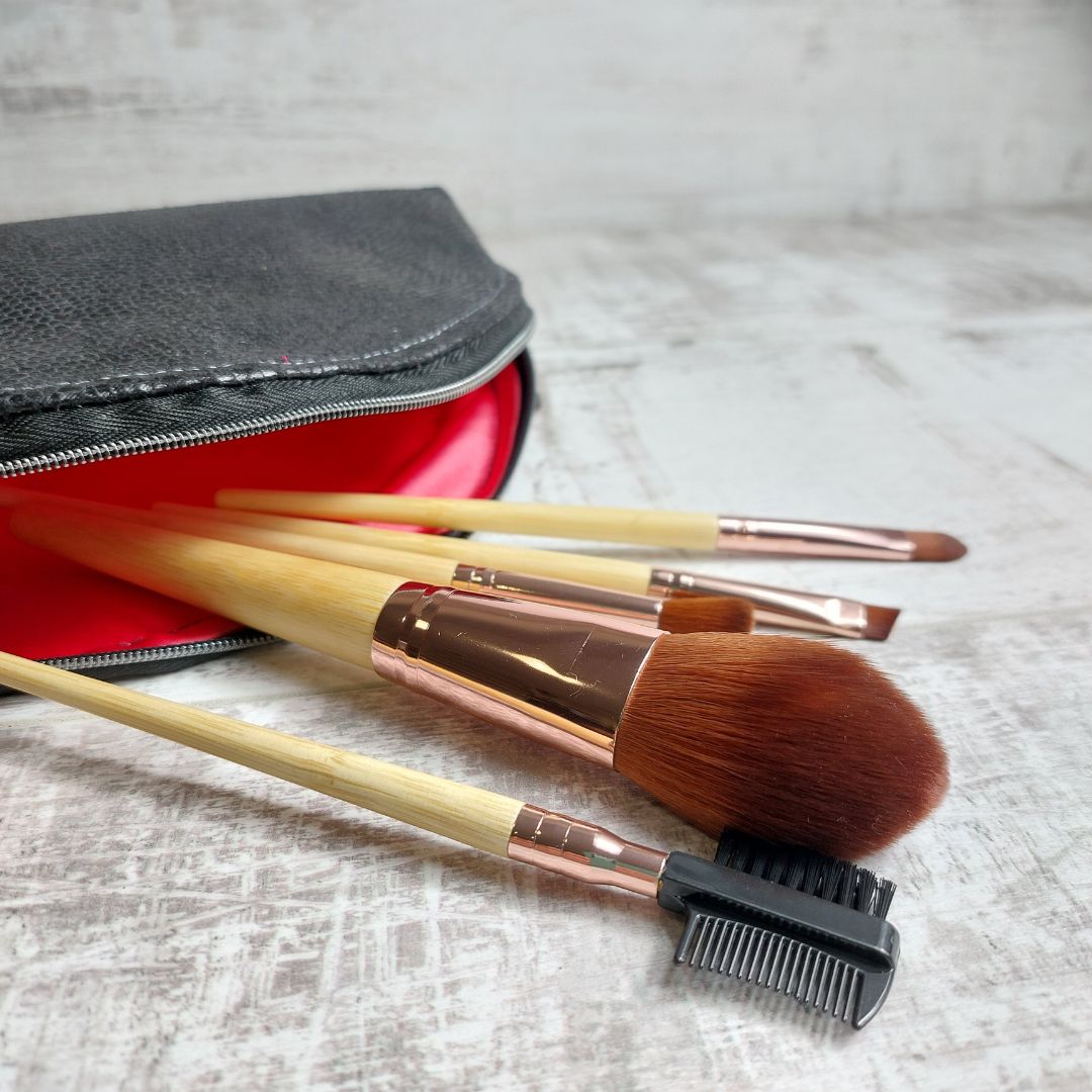 Half Moon Make Up Bag and Brushes Set