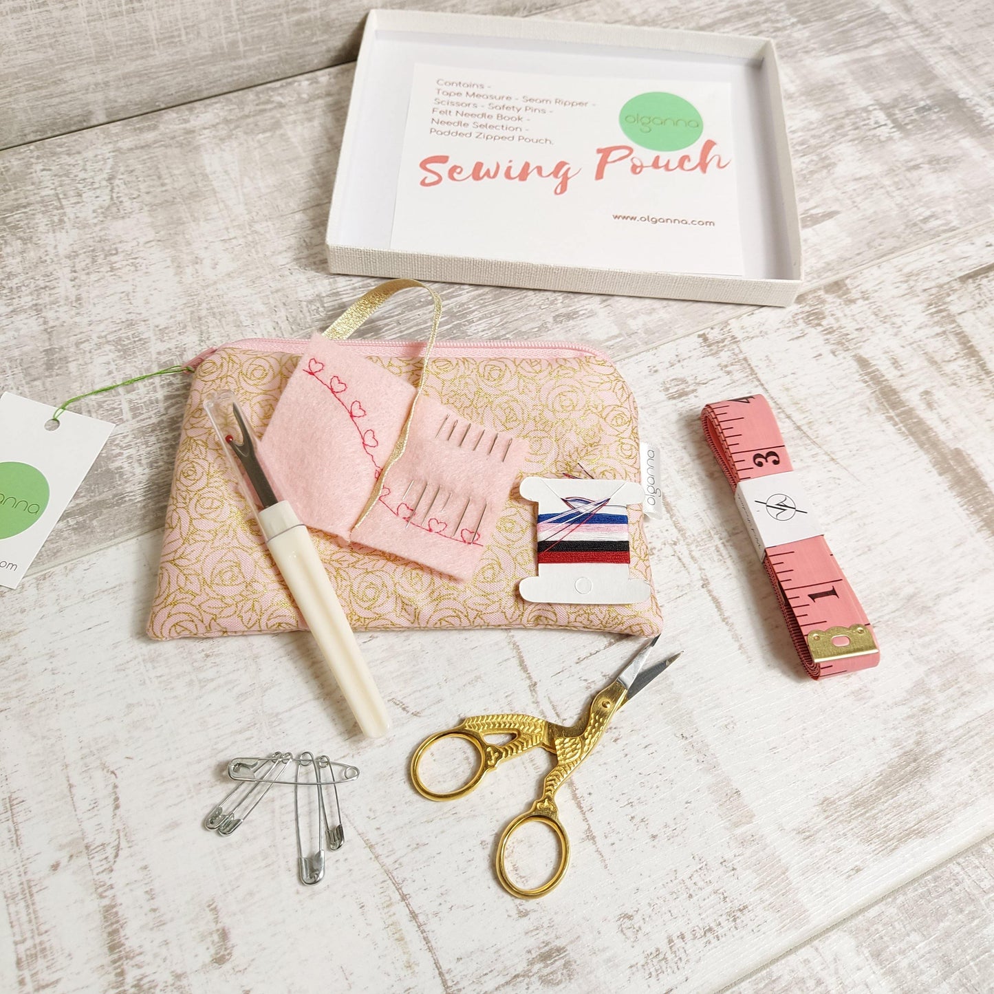 Sewing Pouch with essential accessories. - Olganna