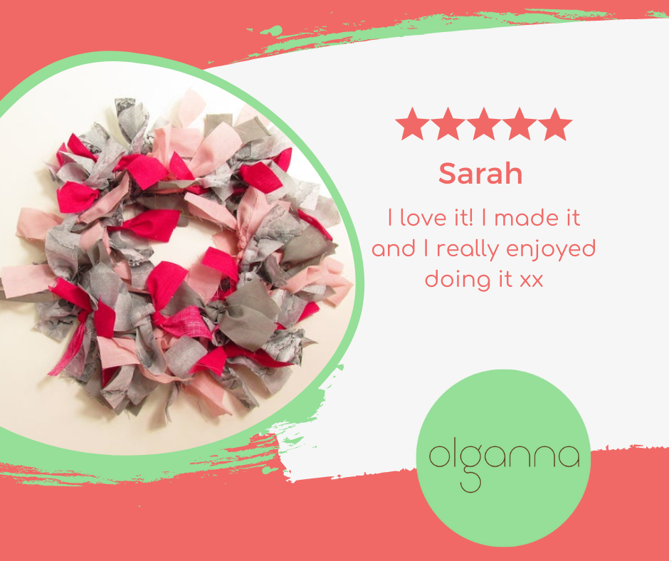 A review for the DIY wreath kit by Olganna in pink and grey