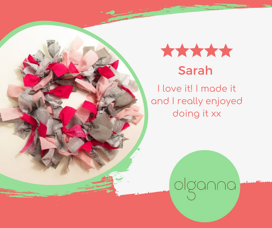 A review for the DIY wreath kit by Olganna in pink and grey