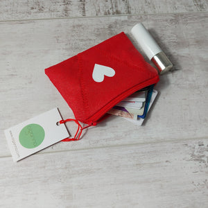 Red glitter purse with heart