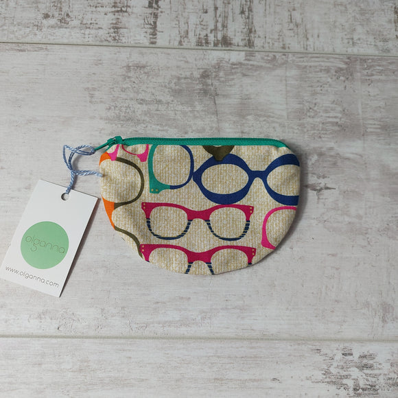 Zip purse with spectacles print