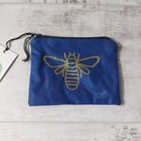 Navy glitter purse with gold glitter bee