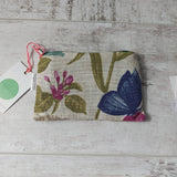 Linen purse with wildflower print
