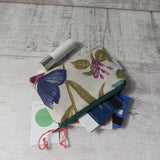 Linen purse with wildflower print