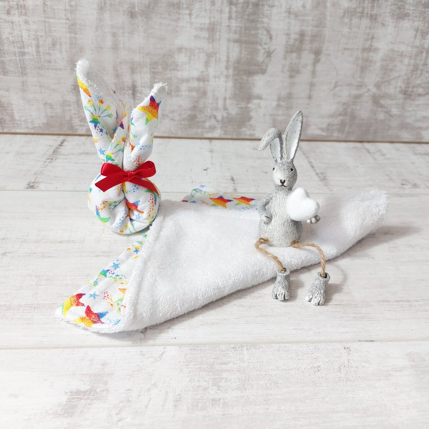 Cute Newborn Gift Set with Reusable Wipes and Bunny Figurine