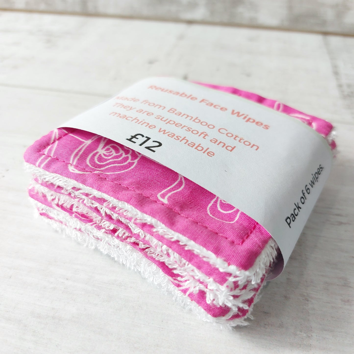 Pink Rose Sketch Print Re-Usable Bamboo Cotton Face Wipes