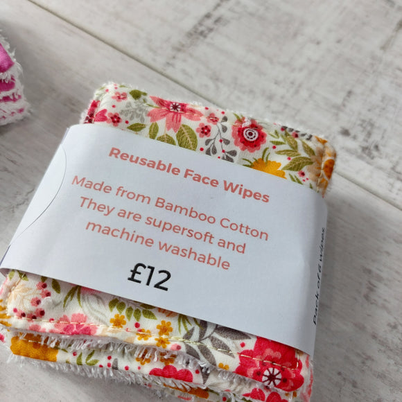 Floral Print Re-Usable Bamboo Cotton Face Wipes