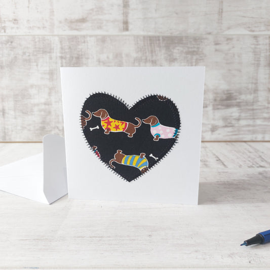 Sausage Dog Heart Greetings Card