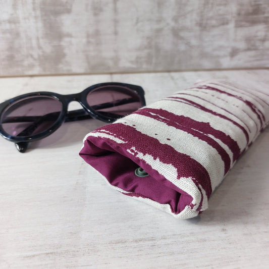 Wine and linen Stripe Sunglasses Case