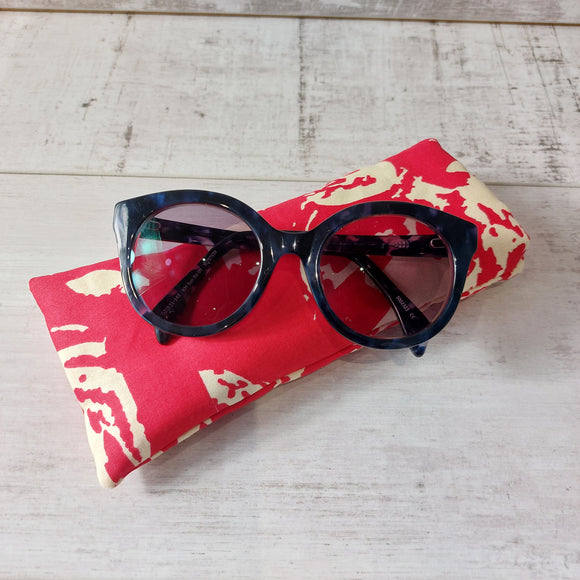 Red Abstract Floral Sunglasses Case