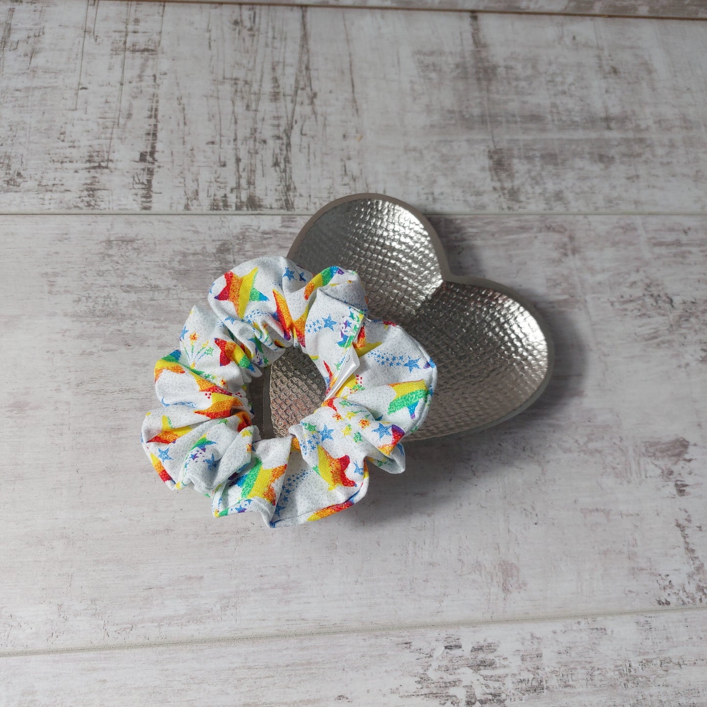 Fun Rainbow Stars Scrunchie