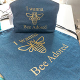 Denim with Gold Bee Zip Pouch