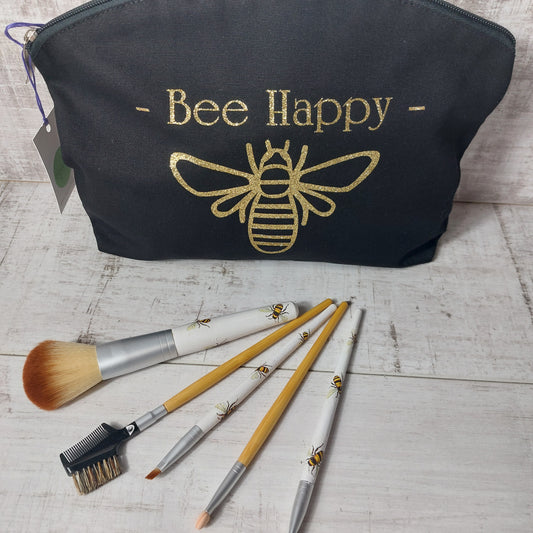 Bee Happy Make Up Bag and Bee Make Up Brushes Set