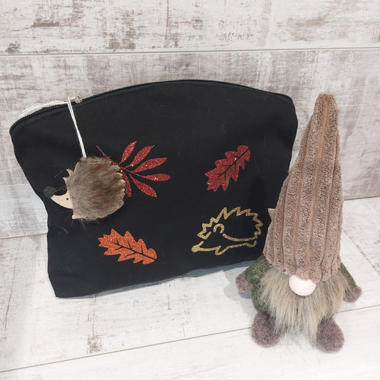 Autumn Make Up Bag with sparkly Hedgehog