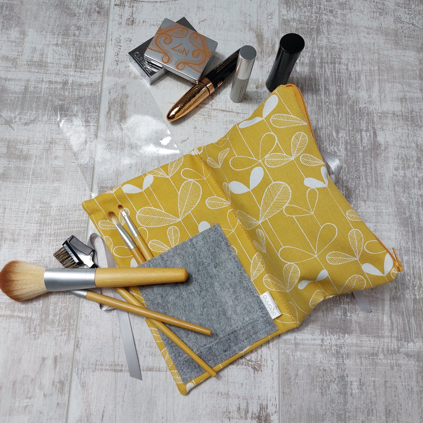 Sunshine Yellow Make up Wrap with Brushes pocket