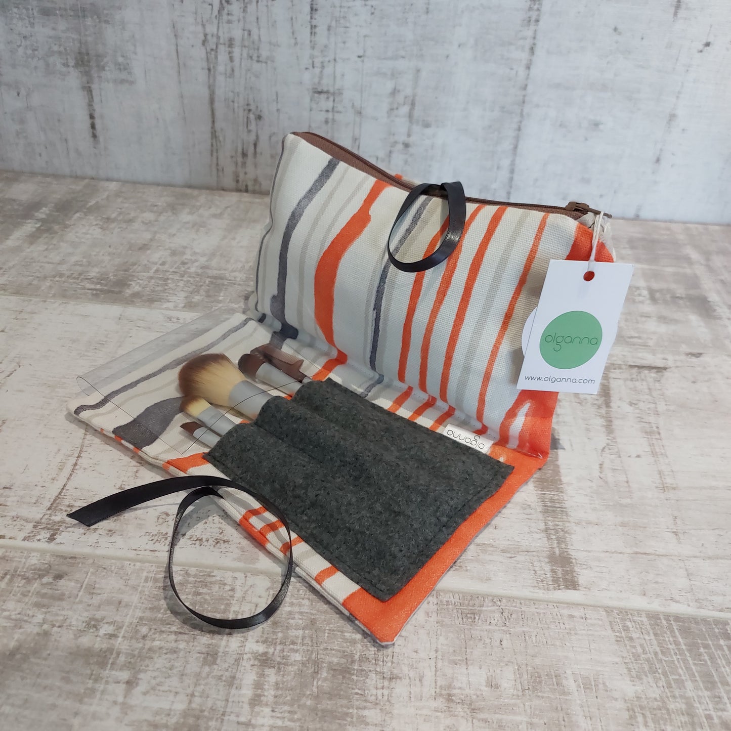 Zip Wrap Make up Bag and brushes