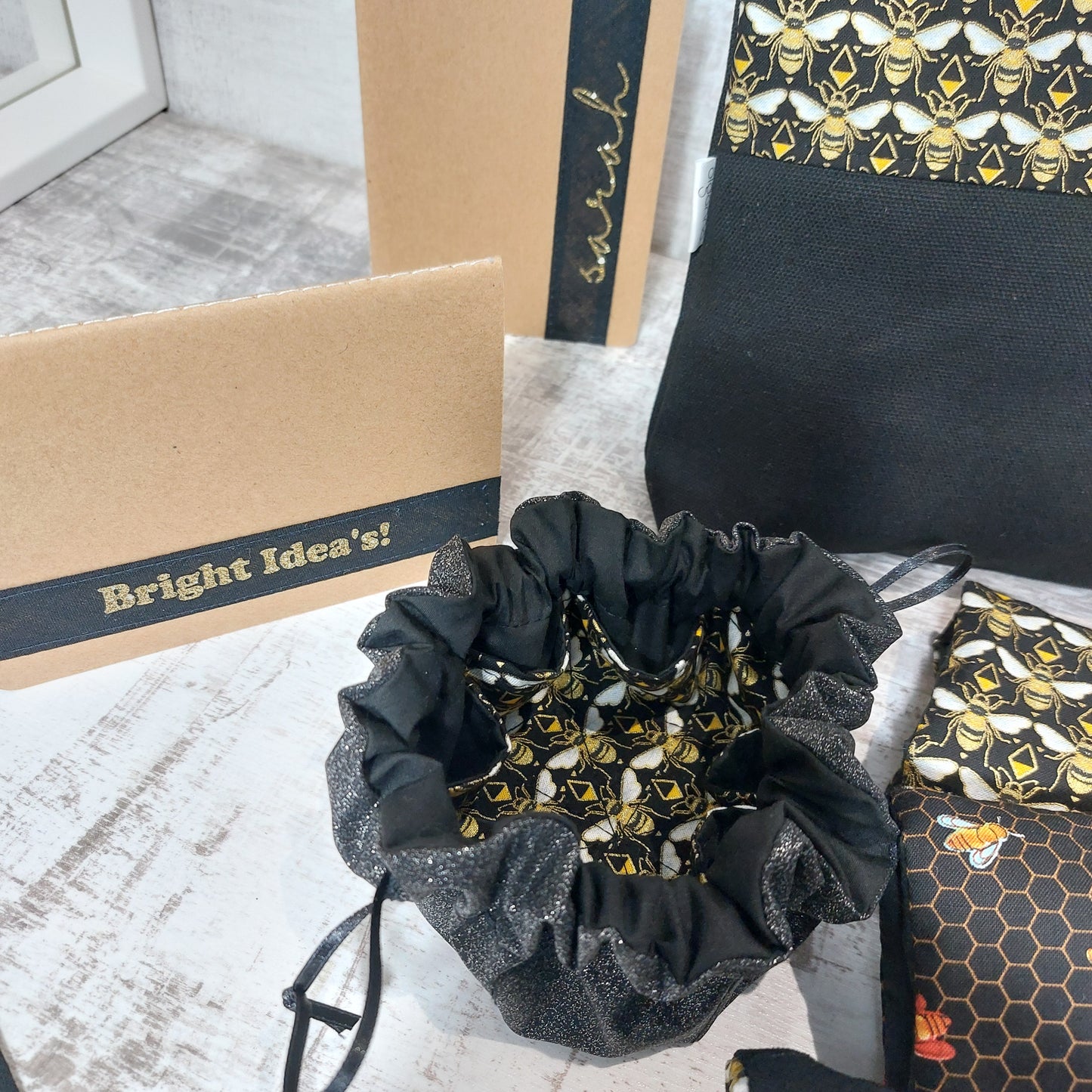 Personalised Jewellery Pouch in Black and Gold | Travel Gift Idea for Her