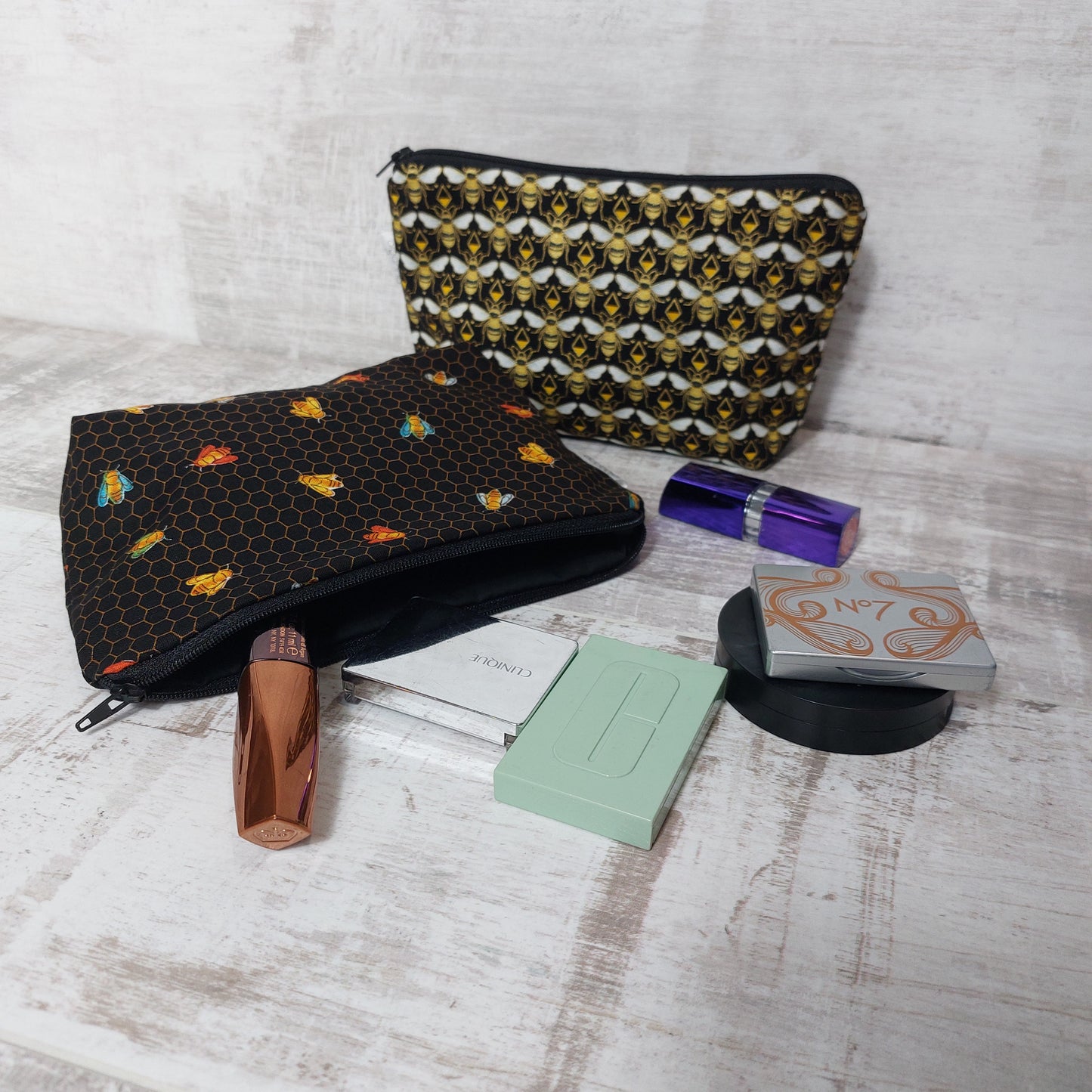 Small Zip Makeup Bag in Art Deco Print | Luxurious Pouch for Makeup & Everyday Use