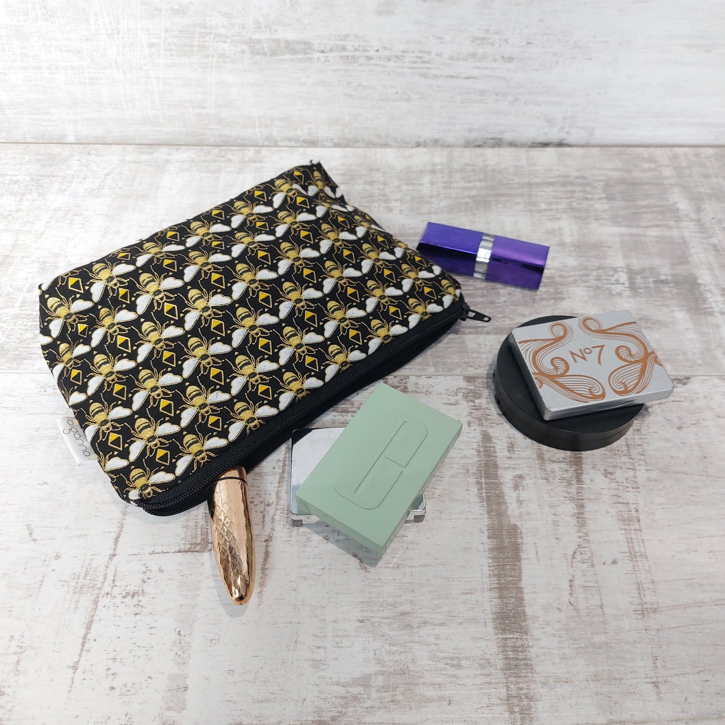 Small Zip Makeup Bag in Art Deco Print | Luxurious Pouch for Makeup & Everyday Use