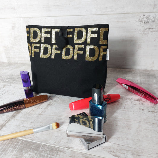Personalized Button Pouch with Gold Glitter Initials