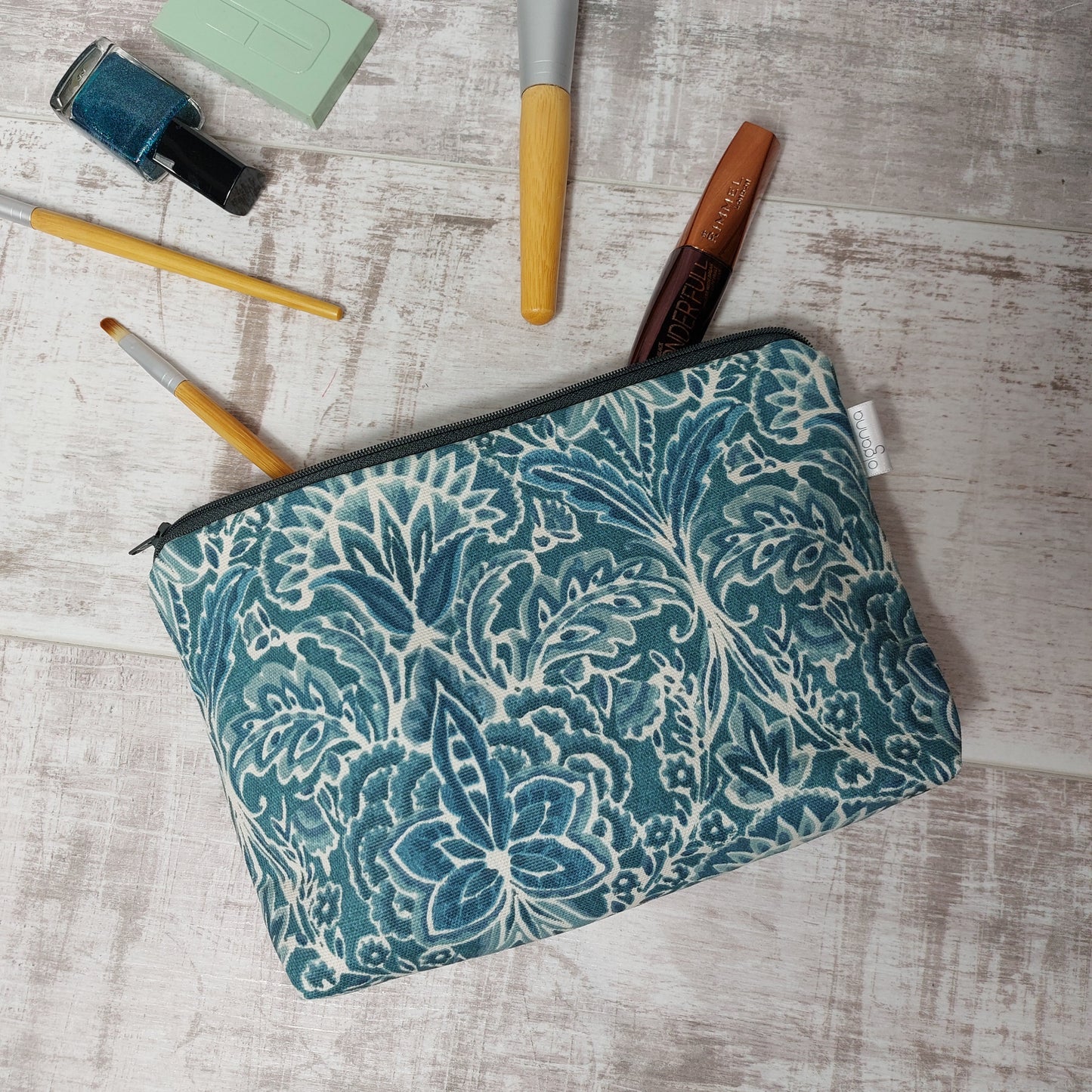 Large Teal Make Up Bag with Zip Fastening