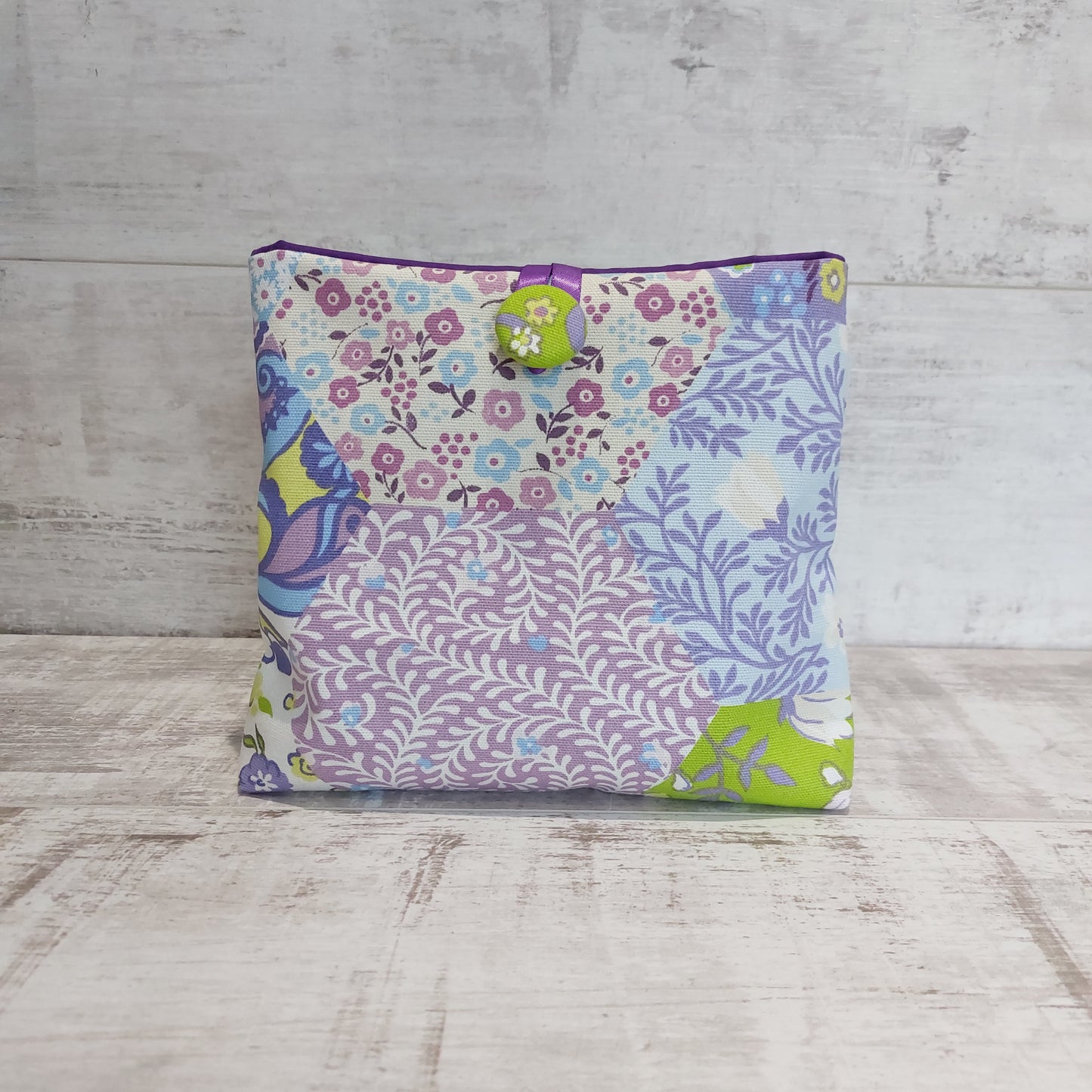 Patchwork Set of 2 Make Up Bags - Spring Green And Purple Floral